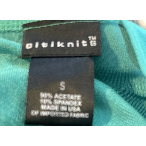 Citiknits S Green Square Detail Neckline Stretch Acetate Blend 3/4 Sleeve Blouse - Picture 6 of 6